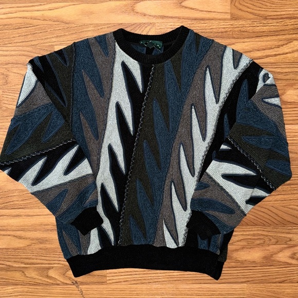 Tundra Canada Size Medium Unisex Abstract Knit Cosby Sweater Vintage 90s Y2K 3D - Picture 1 of 9